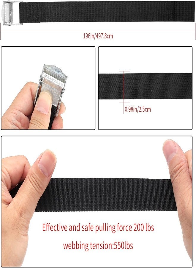 SHOPEE 2 Pcs Lashing Straps, 1" x 16Ft (5 Meter)(196") Adjustable Tie Down Ratchet Tie Straps with Metal Buckles, Cam Lock Strap Cargo Packing Straps Heavy-Duty for Luggage/Truck/SUV/Car (Grey) - Image 2